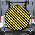 Black And Yellow Warning Striped Print Tire Cover