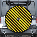 Black And Yellow Warning Striped Print Tire Cover With Camera Hole