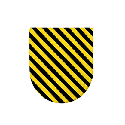 Black And Yellow Warning Striped Print Toilet Lid Cover