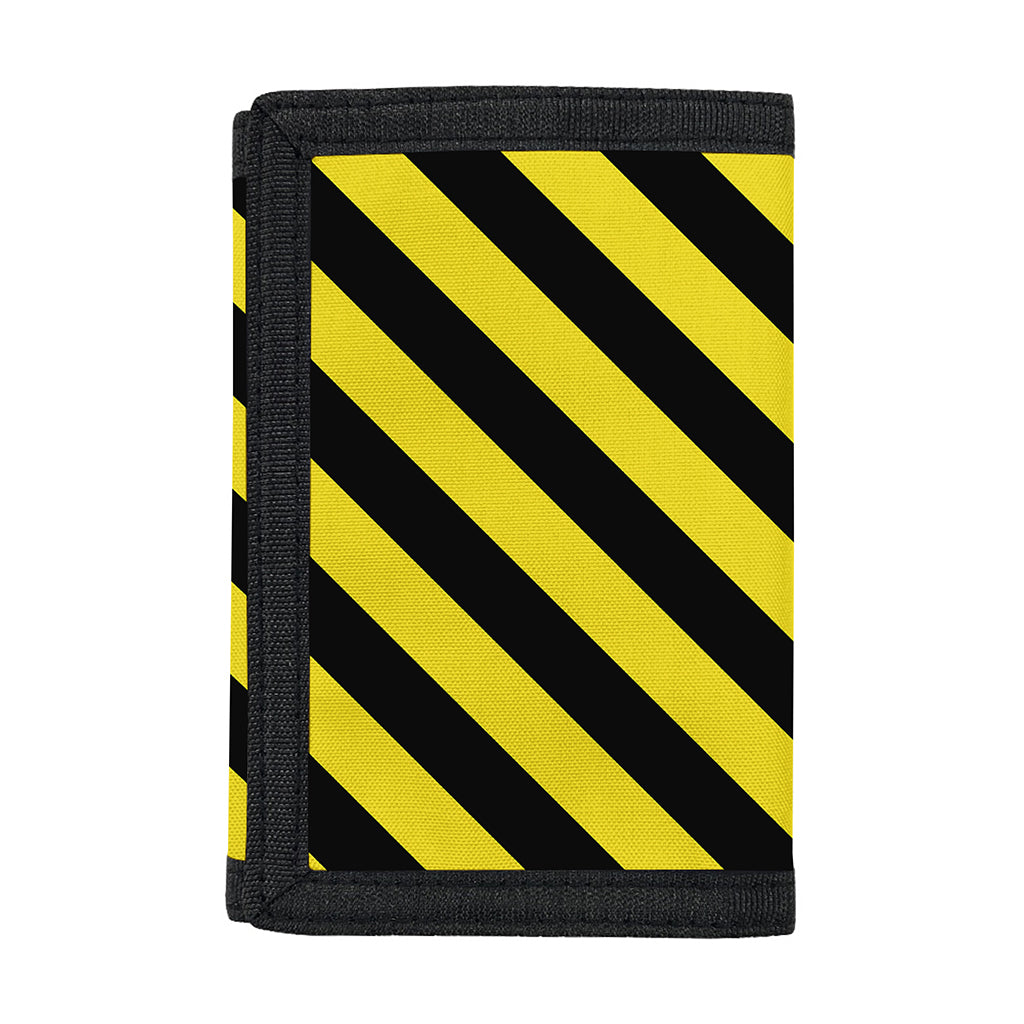Black And Yellow Warning Striped Print Trifold Wallet