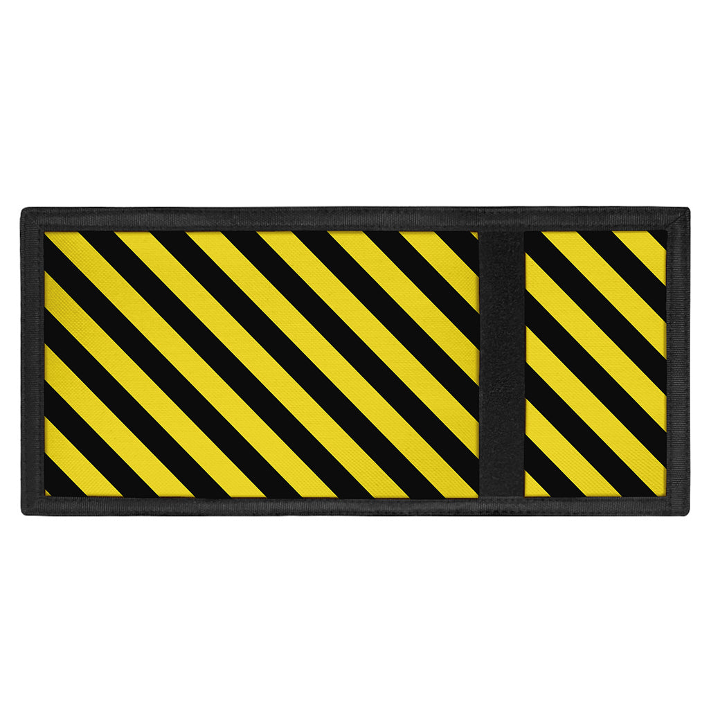 Black And Yellow Warning Striped Print Trifold Wallet