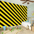 Black And Yellow Warning Striped Print Wall Sticker
