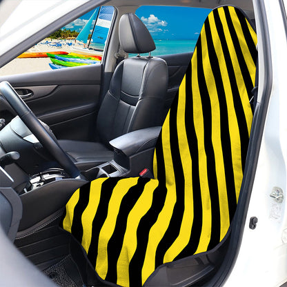 Black And Yellow Warning Striped Print Waterproof Car Seat Cover