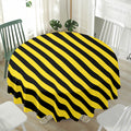 Black And Yellow Warning Striped Print Waterproof Round Tablecloth
