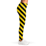 Black And Yellow Warning Striped Print Women's Leggings
