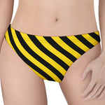 Black And Yellow Warning Striped Print Women's Thong