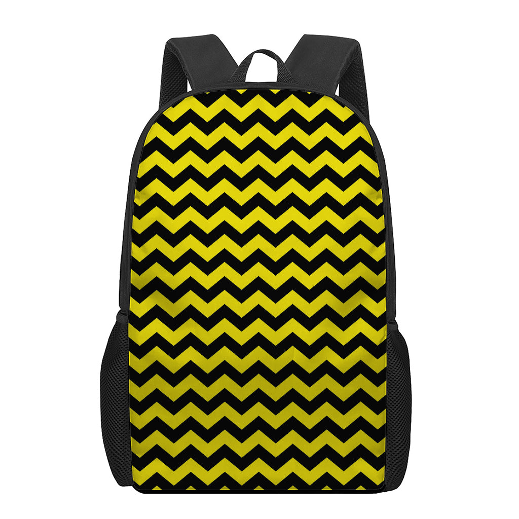 Black And Yellow Zigzag Pattern Print 17 Inch Backpack