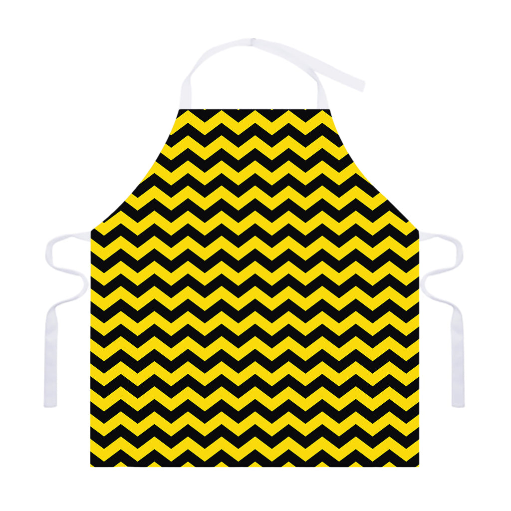 Black And Yellow Zigzag Pattern Print Adjustable Apron