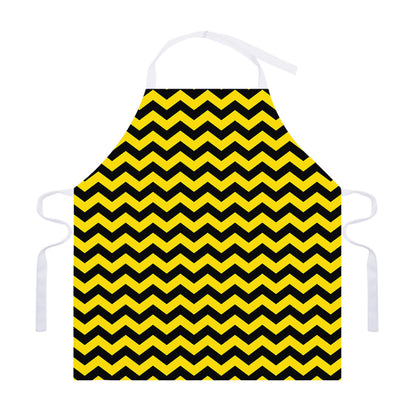 Black And Yellow Zigzag Pattern Print Adjustable Apron