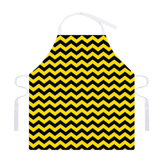 Black And Yellow Zigzag Pattern Print Adjustable Apron