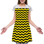 Black And Yellow Zigzag Pattern Print Adjustable Apron