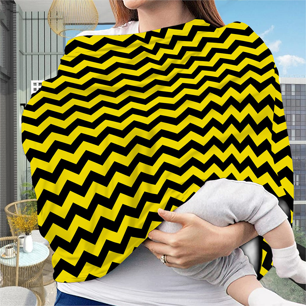 Black And Yellow Zigzag Pattern Print Baby Seat Cover