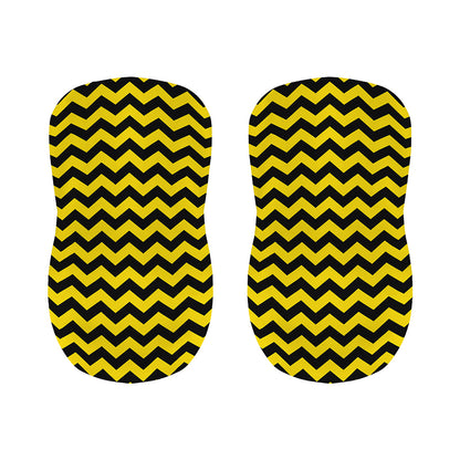 Black And Yellow Zigzag Pattern Print Bar Stool Covers