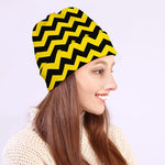 Black And Yellow Zigzag Pattern Print Beanie