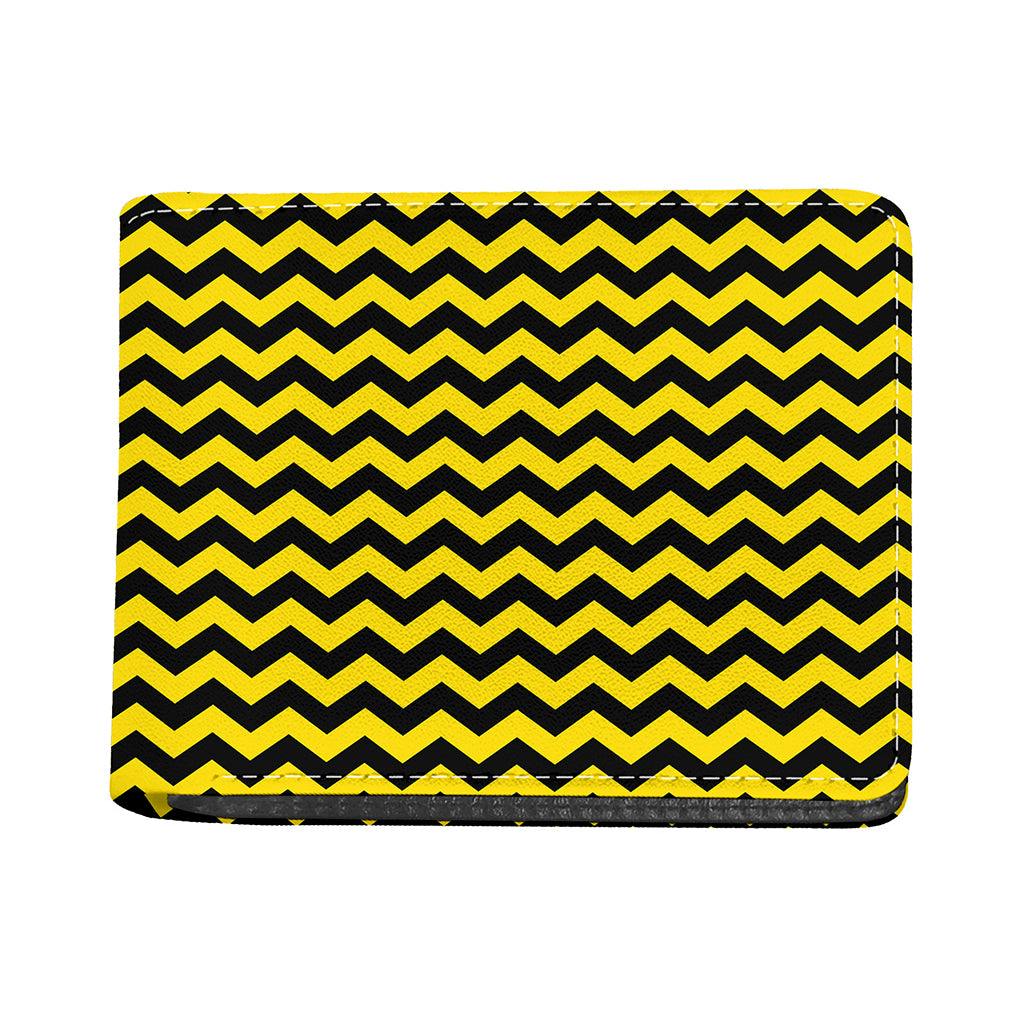 Black And Yellow Zigzag Pattern Print Bifold Wallet