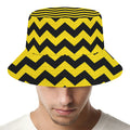 Black And Yellow Zigzag Pattern Print Bucket Hat