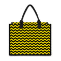 Black And Yellow Zigzag Pattern Print Canvas Tote Bag
