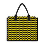 Black And Yellow Zigzag Pattern Print Canvas Tote Bag