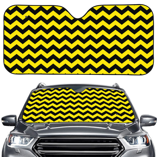 Black And Yellow Zigzag Pattern Print Car Windshield Sun Shade