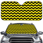 Black And Yellow Zigzag Pattern Print Car Windshield Sun Shade