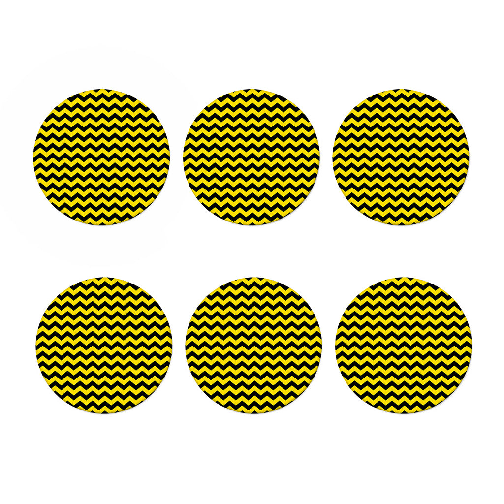 Black And Yellow Zigzag Pattern Print Coaster Set