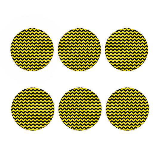 Black And Yellow Zigzag Pattern Print Coaster Set