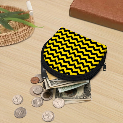 Black And Yellow Zigzag Pattern Print Coin Purse