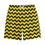 Black And Yellow Zigzag Pattern Print Cotton Shorts