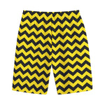 Black And Yellow Zigzag Pattern Print Cotton Shorts