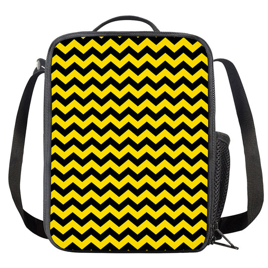 Black And Yellow Zigzag Pattern Print Crossbody Lunch Bag