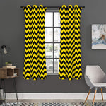 Black And Yellow Zigzag Pattern Print Curtain