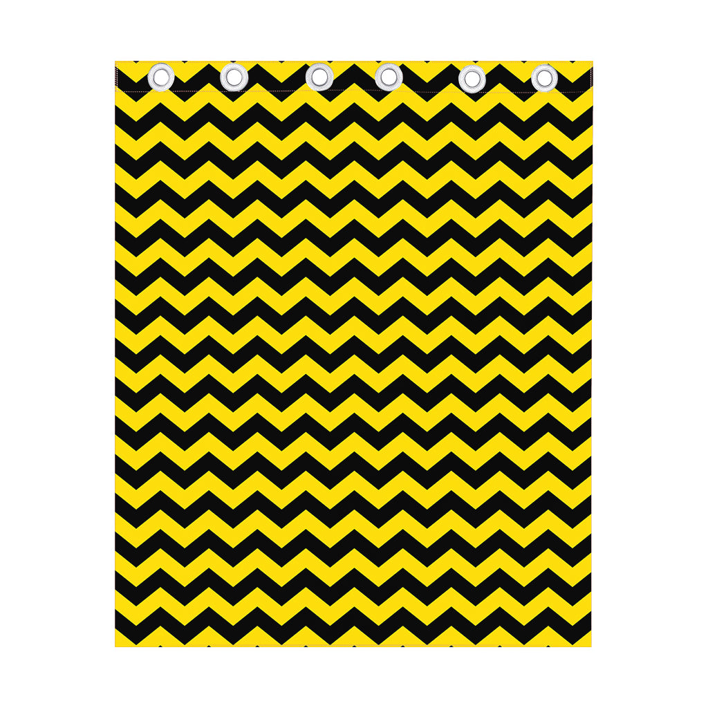 Black And Yellow Zigzag Pattern Print Curtain