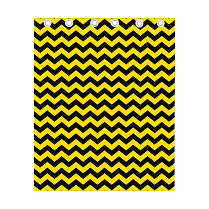 Black And Yellow Zigzag Pattern Print Curtain