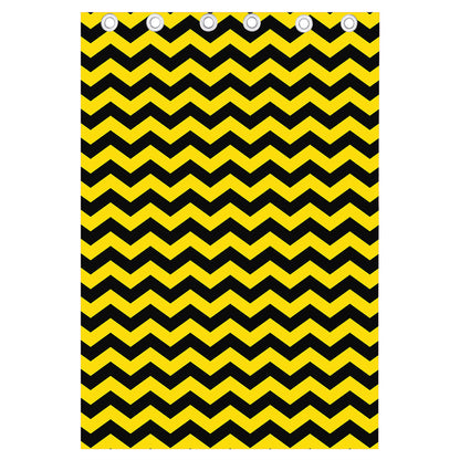 Black And Yellow Zigzag Pattern Print Curtain