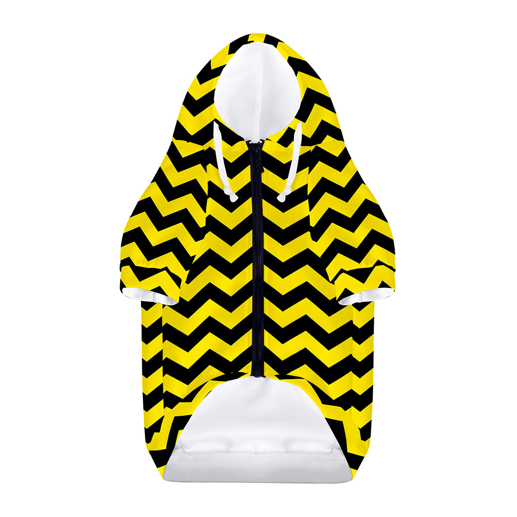 Black And Yellow Zigzag Pattern Print Dog Zip Up Hoodie
