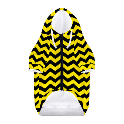 Black And Yellow Zigzag Pattern Print Dog Zip Up Hoodie