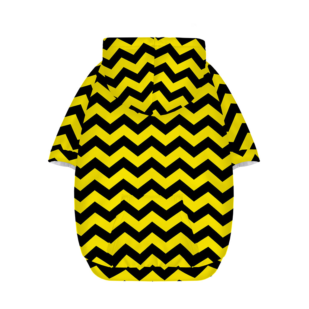 Black And Yellow Zigzag Pattern Print Dog Zip Up Hoodie