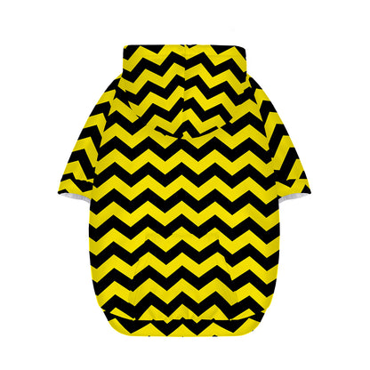 Black And Yellow Zigzag Pattern Print Dog Zip Up Hoodie