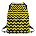 Black And Yellow Zigzag Pattern Print Drawstring Backpack
