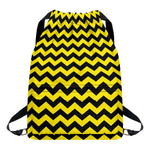 Black And Yellow Zigzag Pattern Print Drawstring Backpack