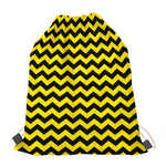 Black And Yellow Zigzag Pattern Print Drawstring Bag