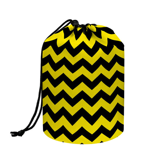 Black And Yellow Zigzag Pattern Print Drawstring Makeup Bag