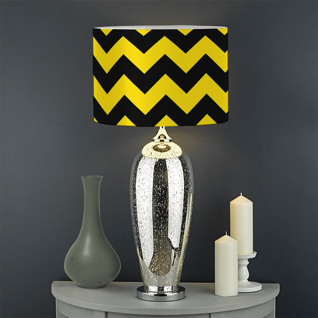 Black And Yellow Zigzag Pattern Print Drum Lamp Shade