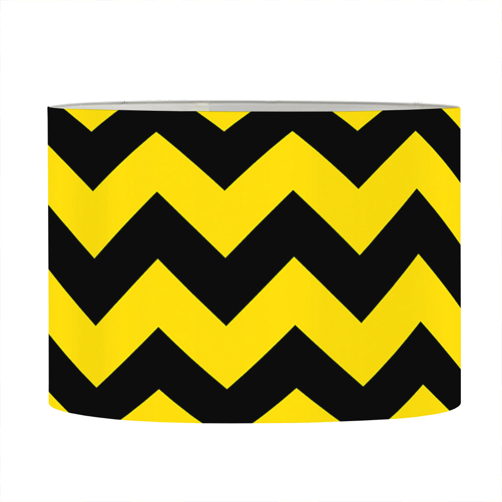 Black And Yellow Zigzag Pattern Print Drum Lamp Shade
