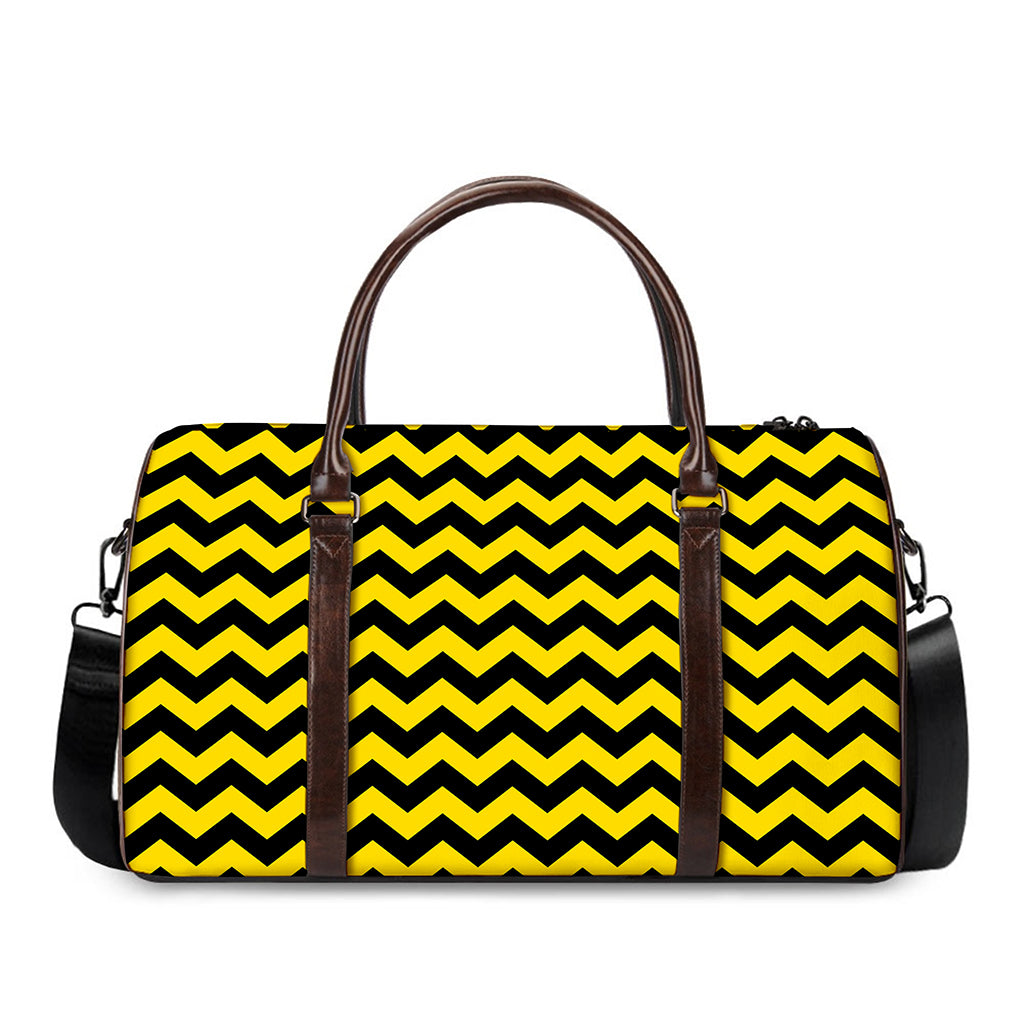 Black And Yellow Zigzag Pattern Print Duffle Bag