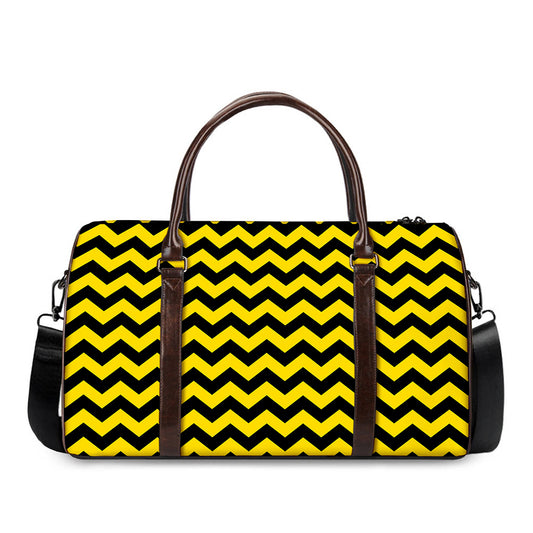 Black And Yellow Zigzag Pattern Print Duffle Bag