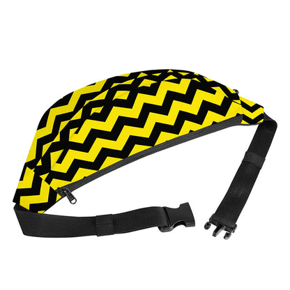 Black And Yellow Zigzag Pattern Print Fanny Pack