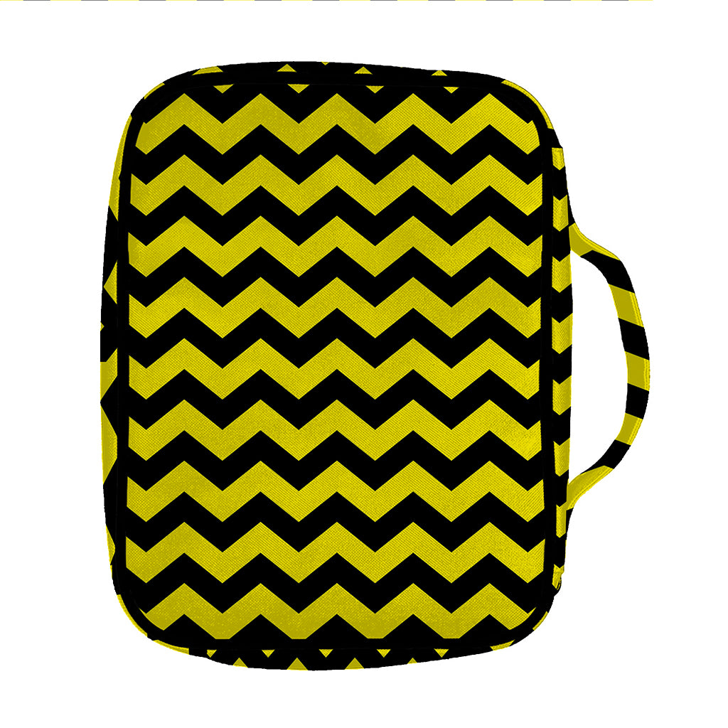 Black And Yellow Zigzag Pattern Print Front Pocket Bible Bag