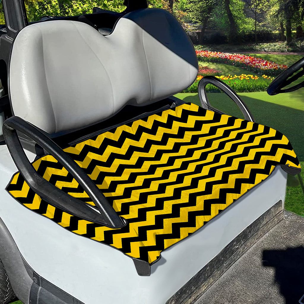 Black And Yellow Zigzag Pattern Print Golf Cart Seat Cover