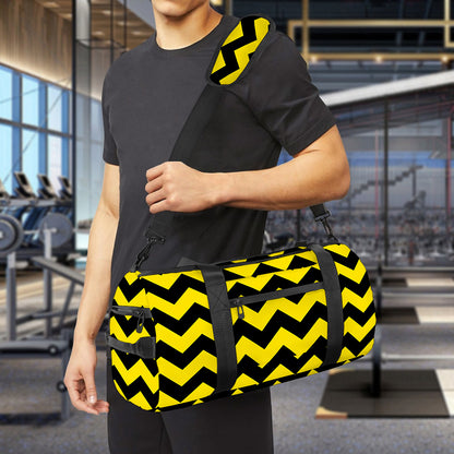 Black And Yellow Zigzag Pattern Print Gym Bag